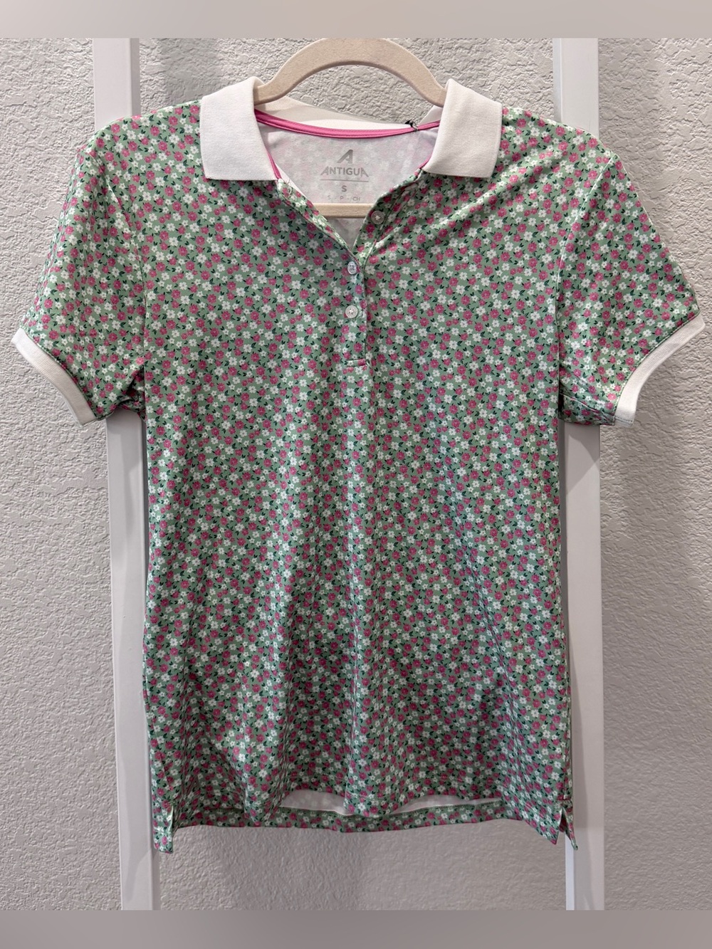 Antigua Dogwood Floral Golf Polo Womens Small Ford Championship NWT